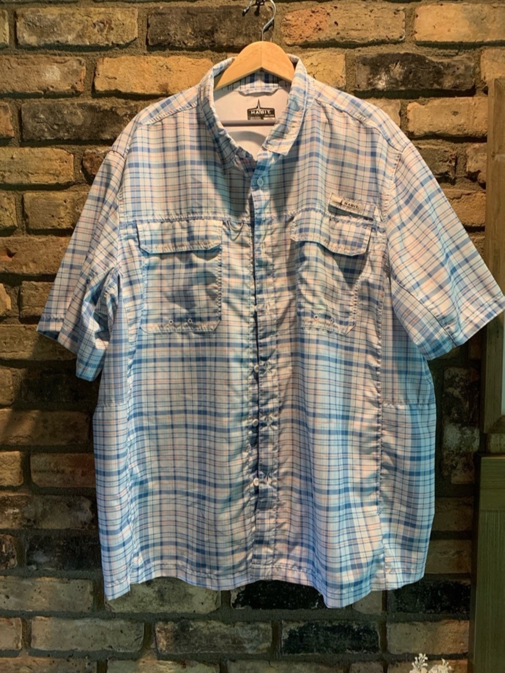 Habit Men's short sleeve plaid fishing shirt size 2XL